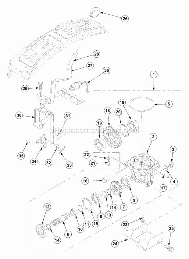 Mid Pto Diagram and Parts List for 7532 54AF44G-710, 54AH44G-710, 54AN44G-710 Cub Cadet Lawn Tractor